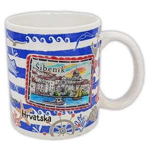 BIJELA KERAMIČKA ŠALICA SA SLIKOM GRADA – 6132