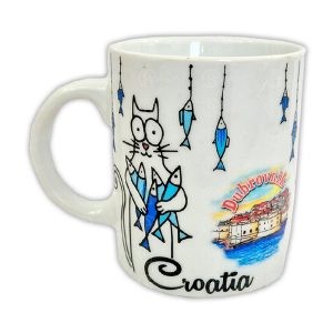 BIJELA KERAMIČKA ŠALICA SA SLIKOM GRADA – 9608MA